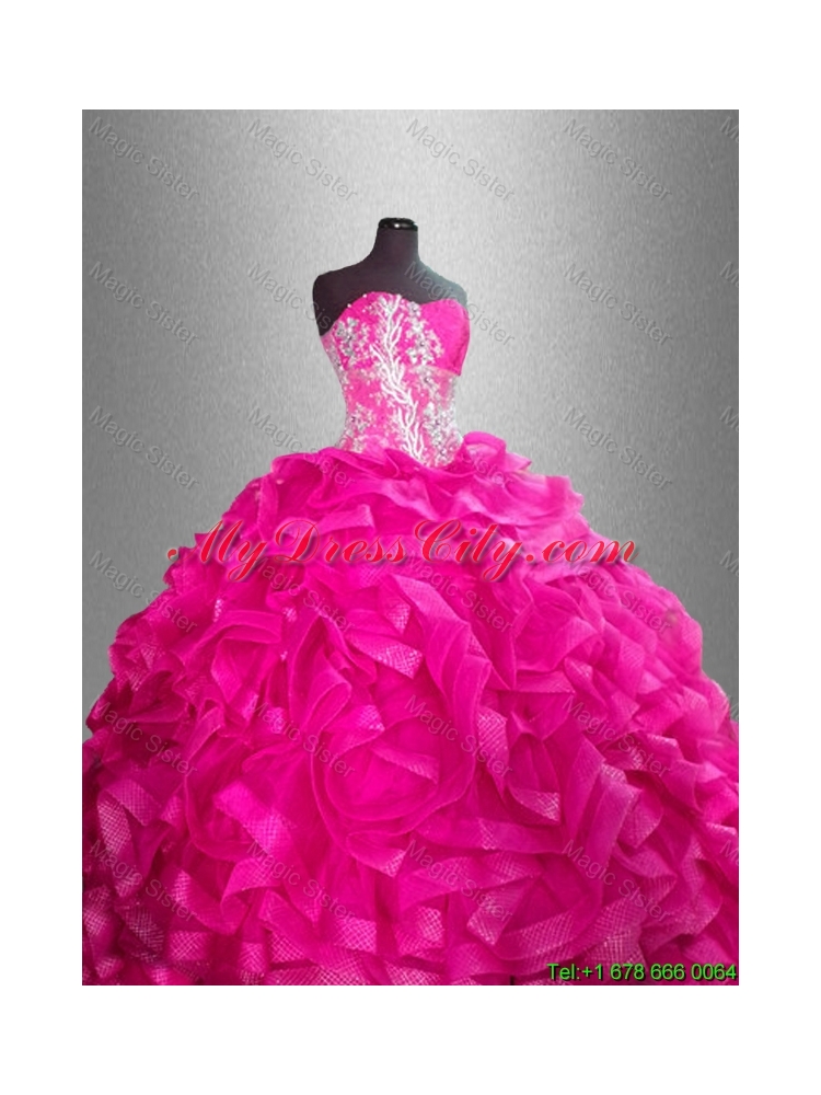 Beaded and Ruffles In Stock Sweet 16 Gowns with Sweetheart