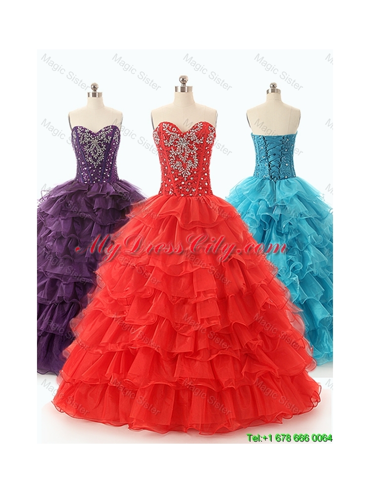 Beautiful Dark Purple Quinceanera Dresses with Ruffled Layers