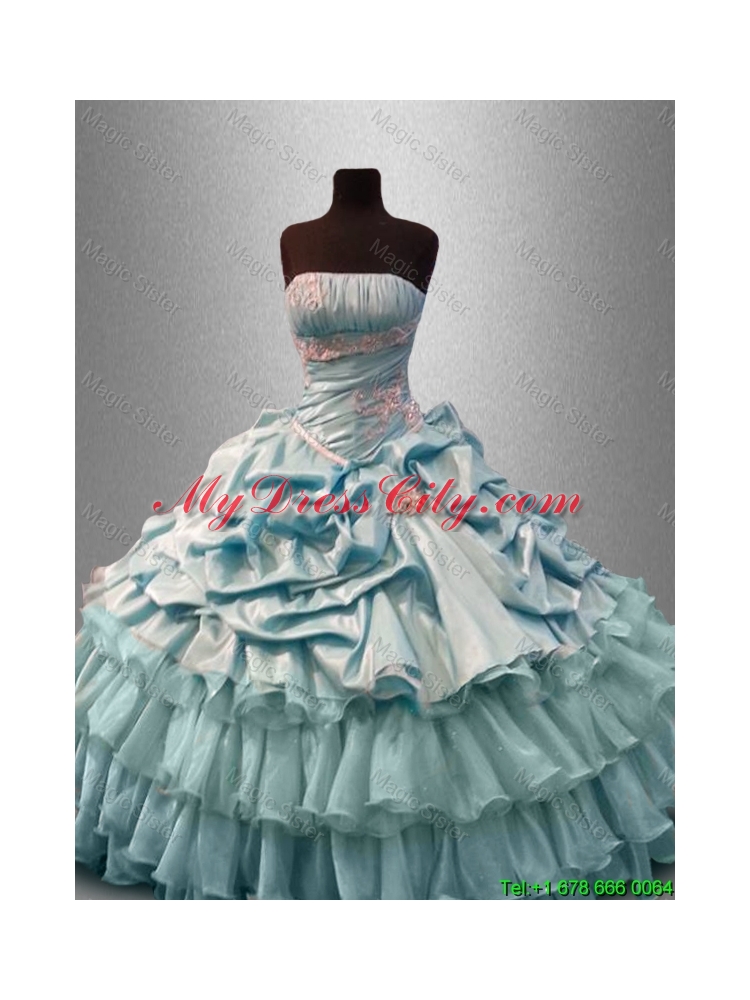 Classical Strapless Quinceanera Dresses with Pick Ups and Beading