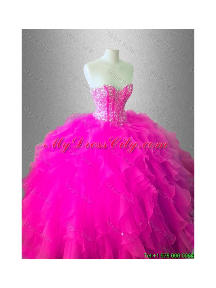 Fashionable Ball Gown Ruffles Sweet 16 Gowns with Beading