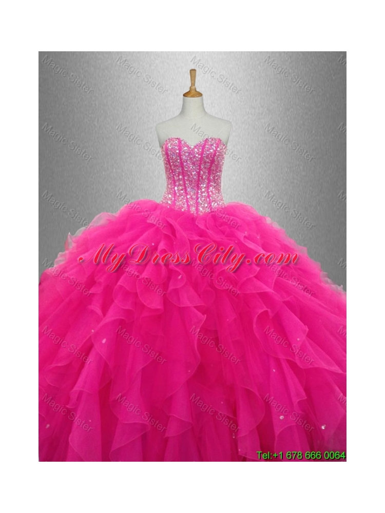 In Stock Sweetheart Quinceanera Dresses with Beading and Ruffles for 2016