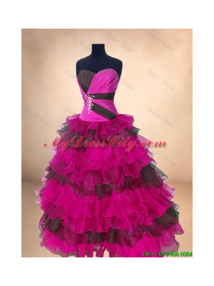 Popular Multi Color Sweet 16 Gowns with Ruffled Layers