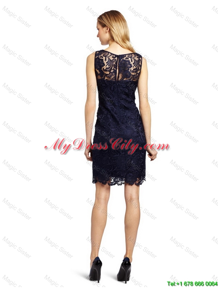 Gorgeous Column Bateau Laced Prom Dresses in Black for 2016