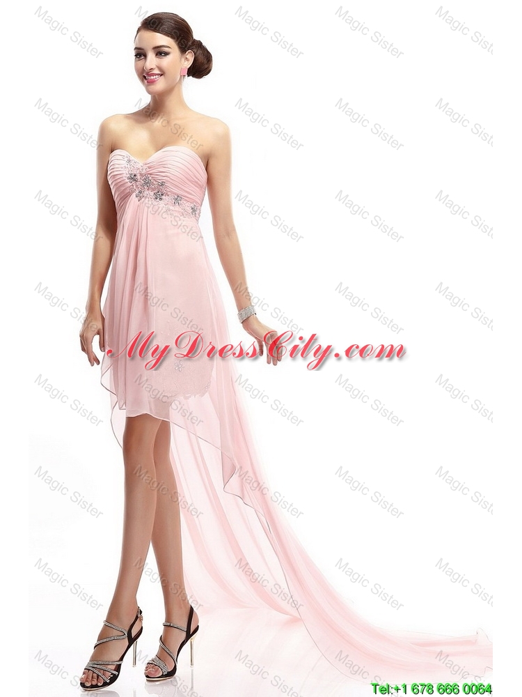 Best Selling Sweetheart Beaded Prom Gowns with High Low