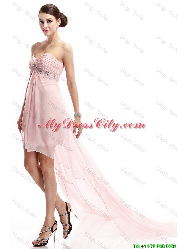 Best Selling Sweetheart Beaded Prom Gowns with High Low