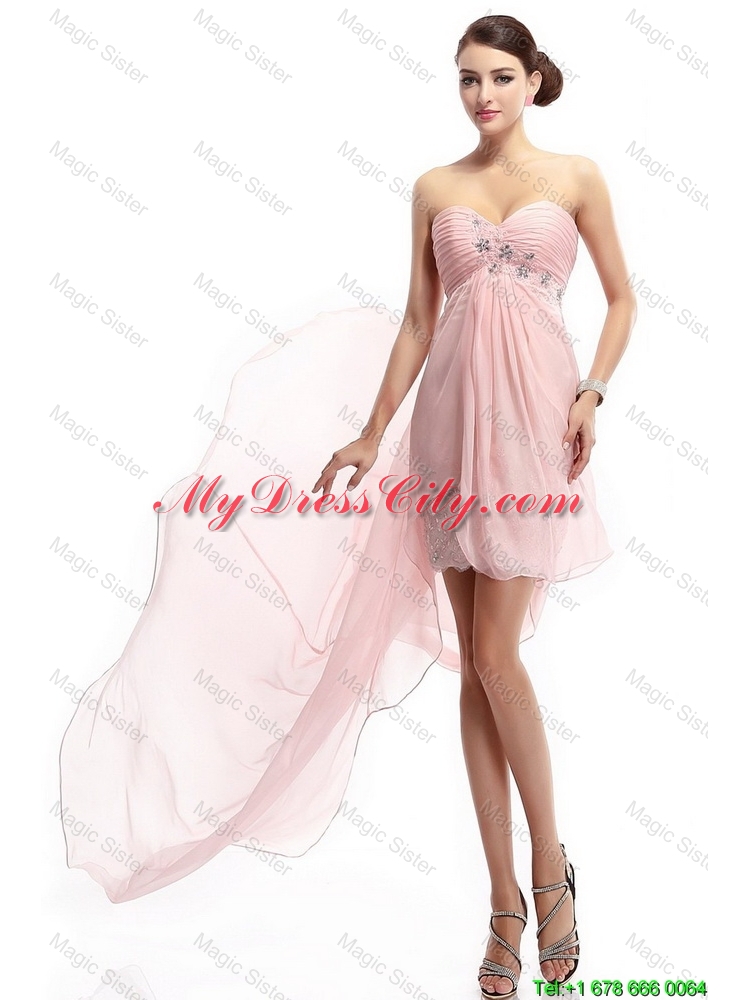 Best Selling Sweetheart Beaded Prom Gowns with High Low