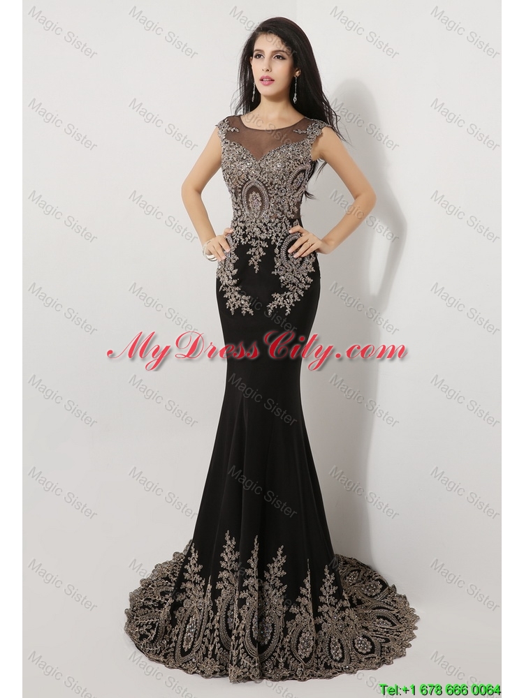 Gorgeous Mermaid Appliques and Beaded Prom Dresses in Black