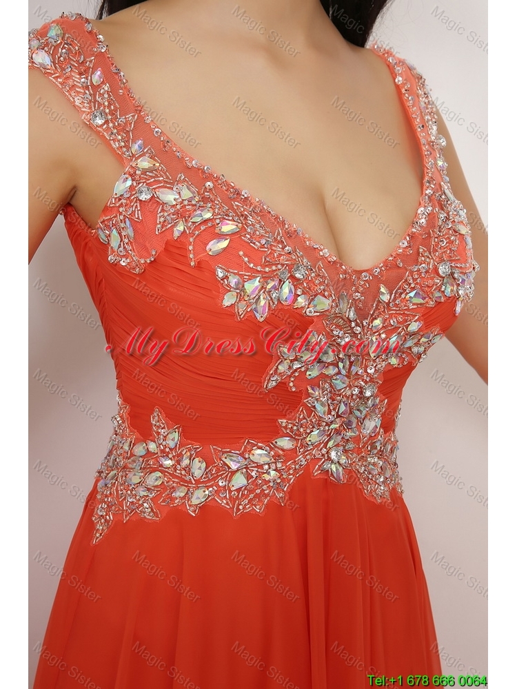 New Arrivals Brush Train Prom Dresses with High Slit and Beading