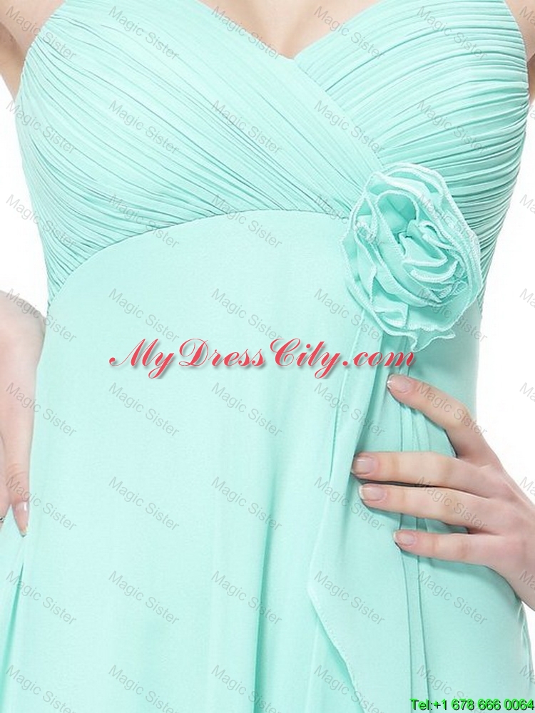 New Style Short Hand Made Flowers Prom Dresses with Straps