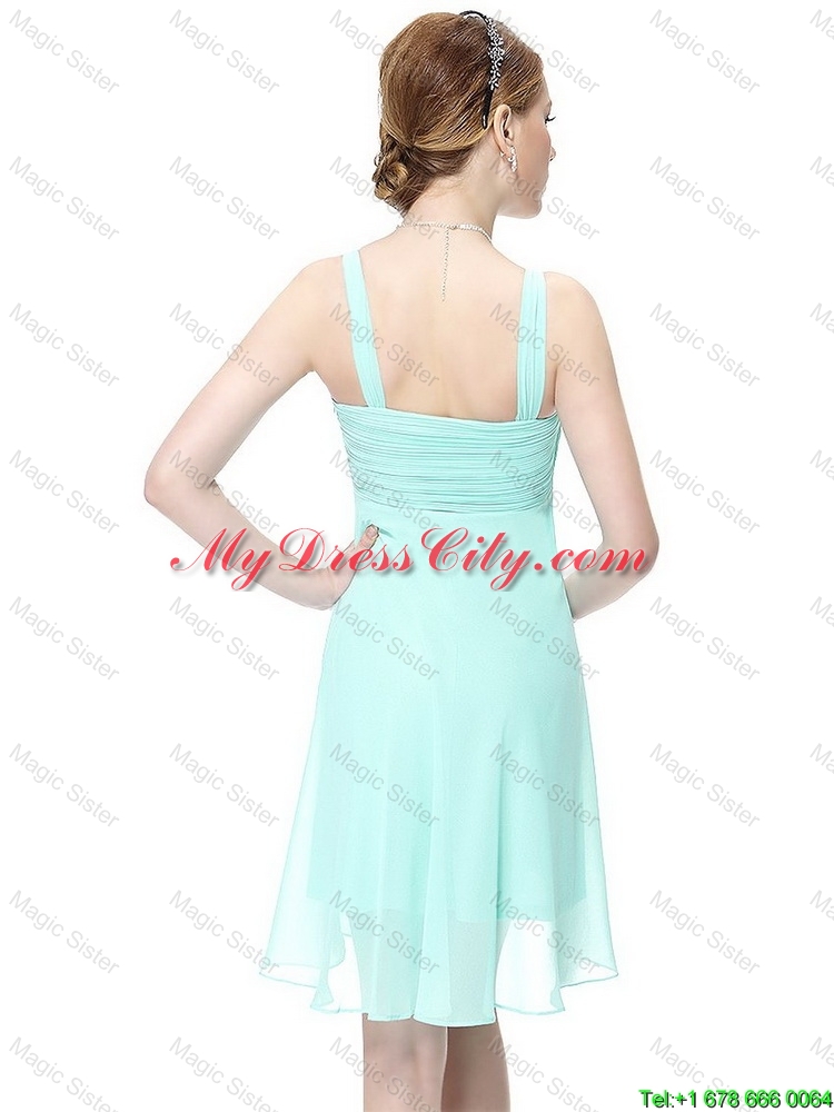 New Style Short Hand Made Flowers Prom Dresses with Straps