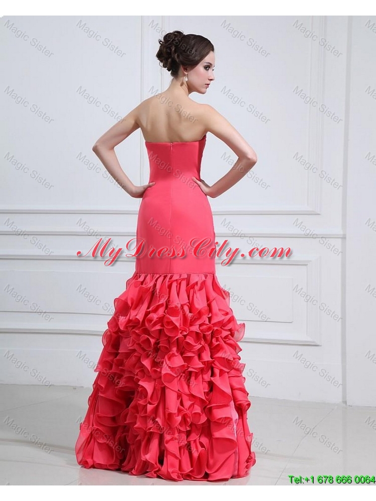 2016 Pretty Appliques and Ruffles Mermaid Prom Dress