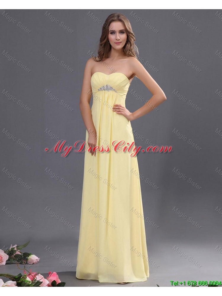 Custom Made Yellow Long Prom Dresses with Beading for 2016