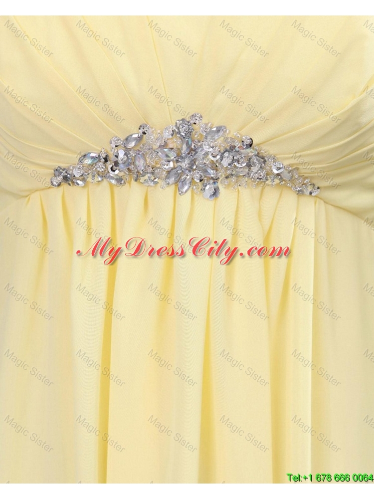 Custom Made Yellow Long Prom Dresses with Beading for 2016