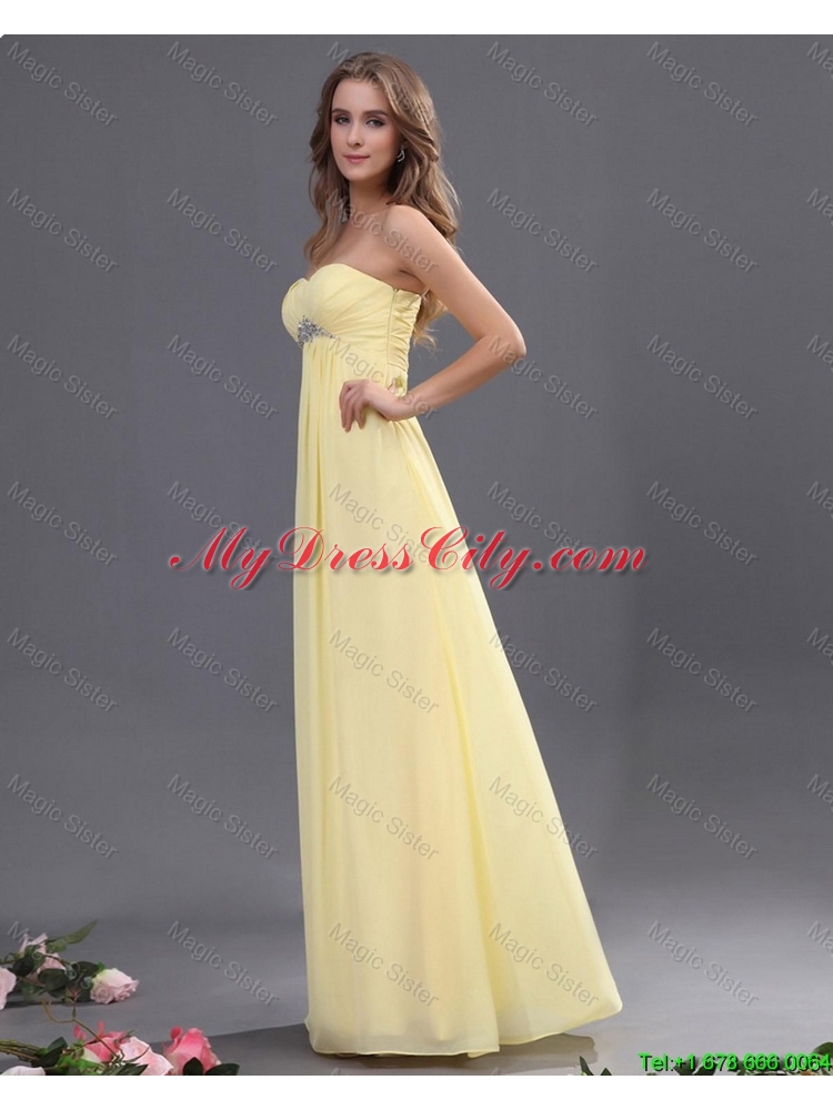 Custom Made Yellow Long Prom Dresses with Beading for 2016