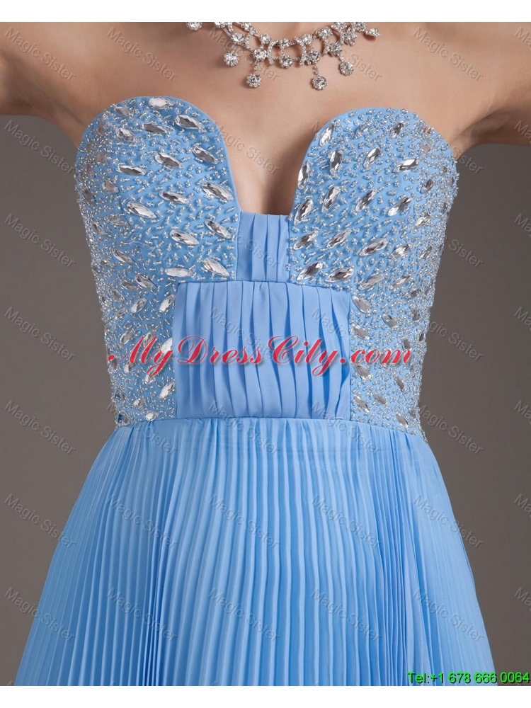 Discount Brush Train Sweetheart Prom Dresses in Baby Blue