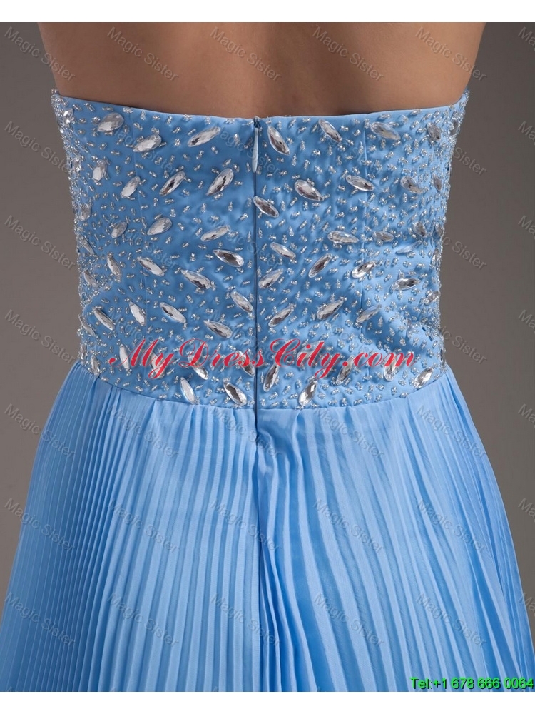 Discount Brush Train Sweetheart Prom Dresses in Baby Blue