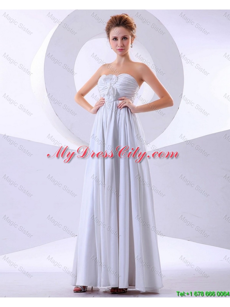 Elegant Hand Made Flowers Empire Prom Dresses in White