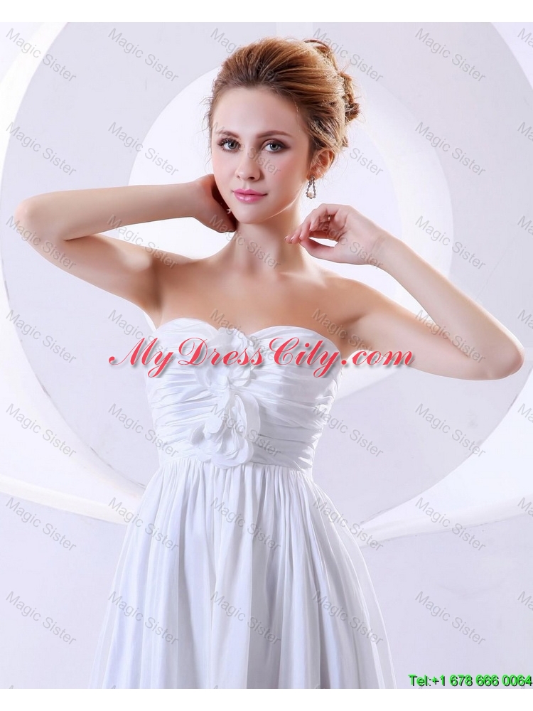 Elegant Hand Made Flowers Empire Prom Dresses in White