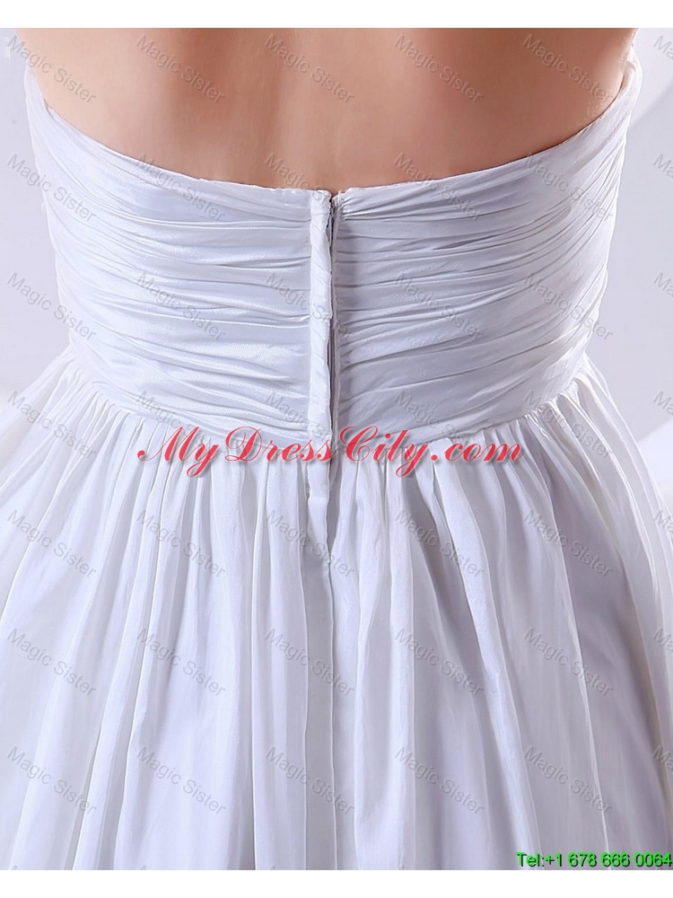 Elegant Hand Made Flowers Empire Prom Dresses in White