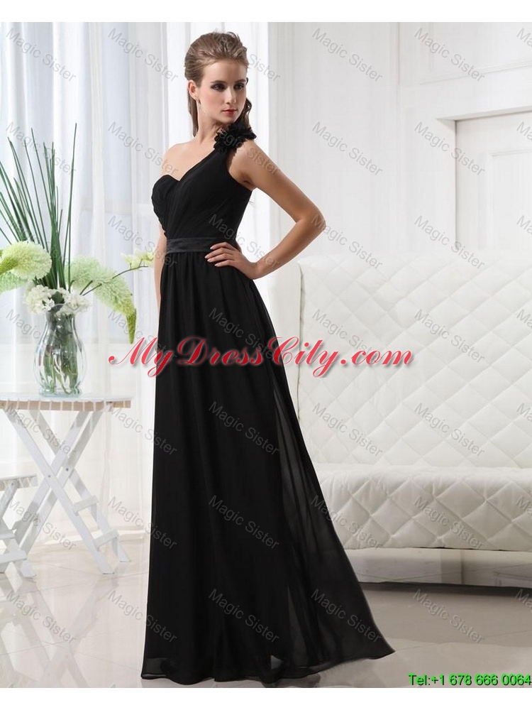 Modest Empire One Shoulder Prom Dresses with Belt