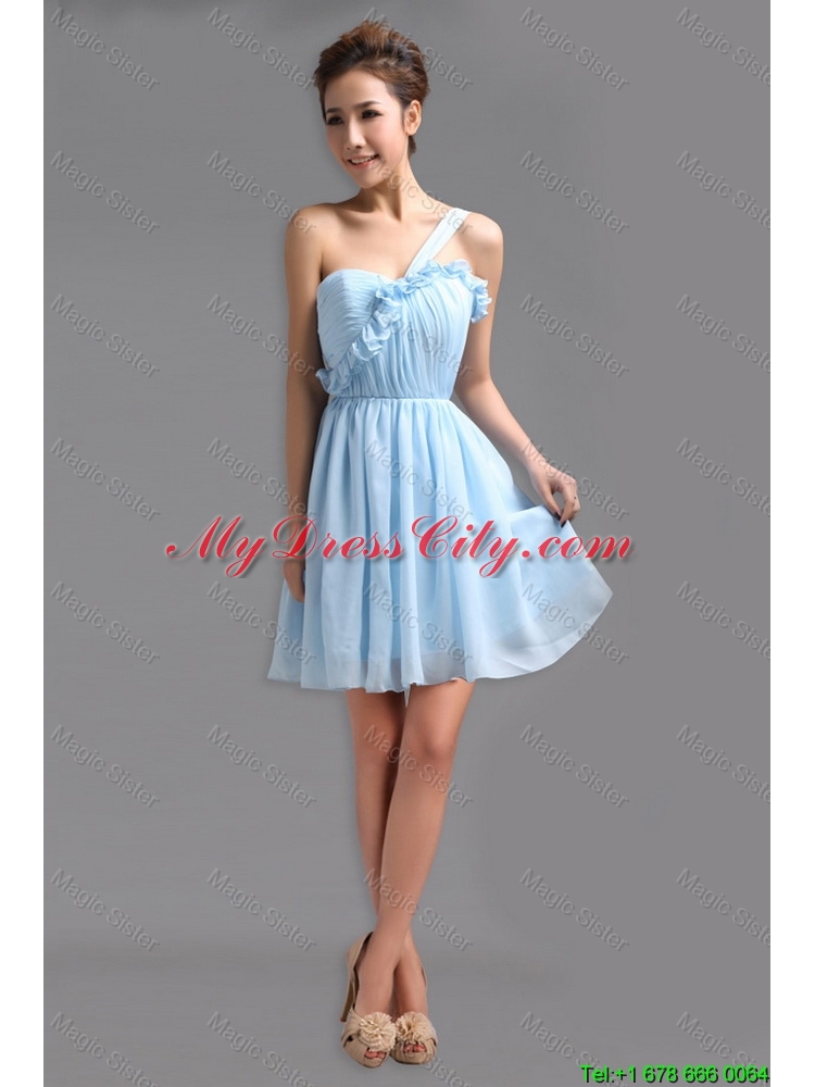 Perfect One Shoulder Ruching Short Prom Gowns for Holiday