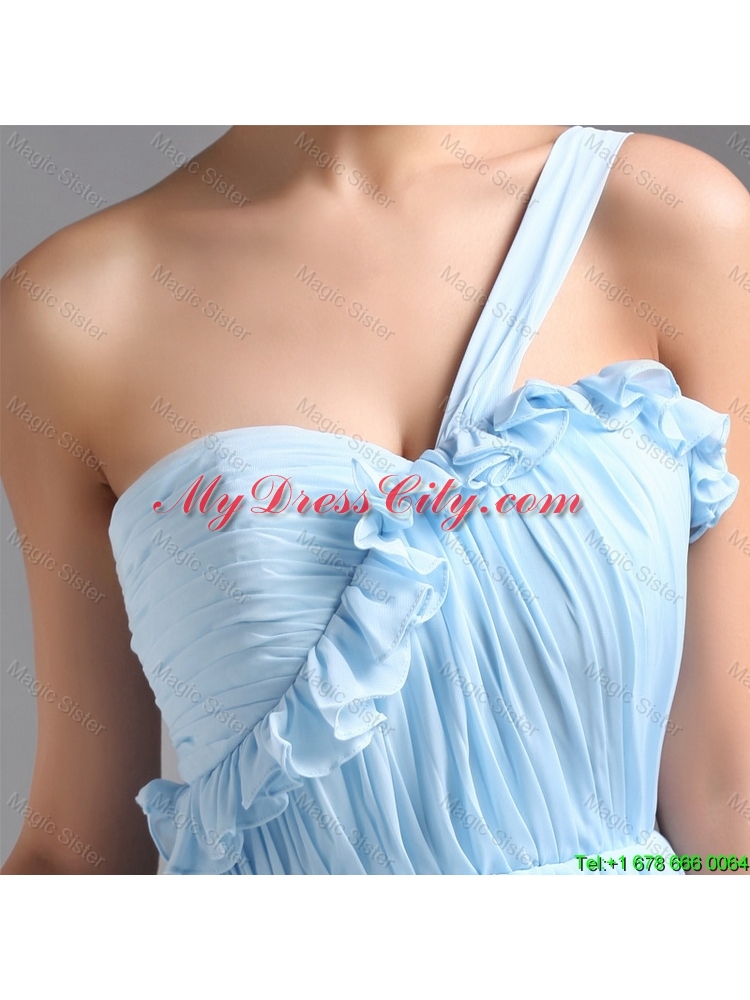 Perfect One Shoulder Ruching Short Prom Gowns for Holiday