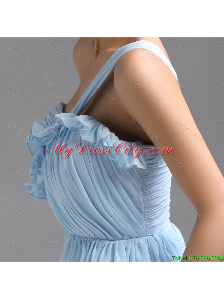 Perfect One Shoulder Ruching Short Prom Gowns for Holiday