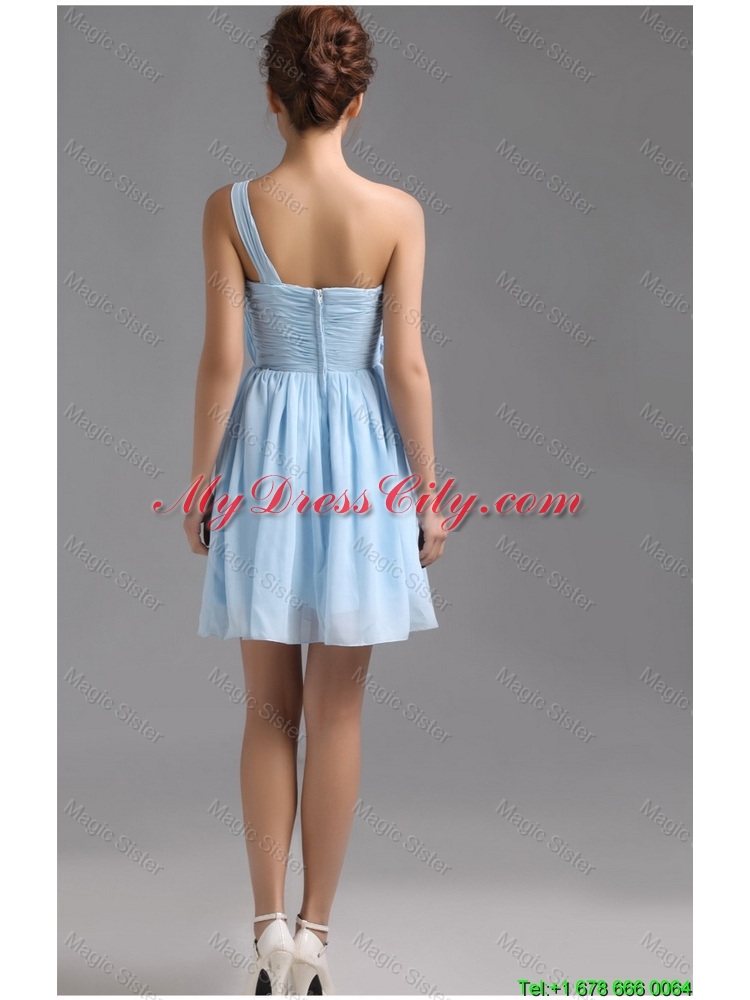 Perfect One Shoulder Ruching Short Prom Gowns for Holiday