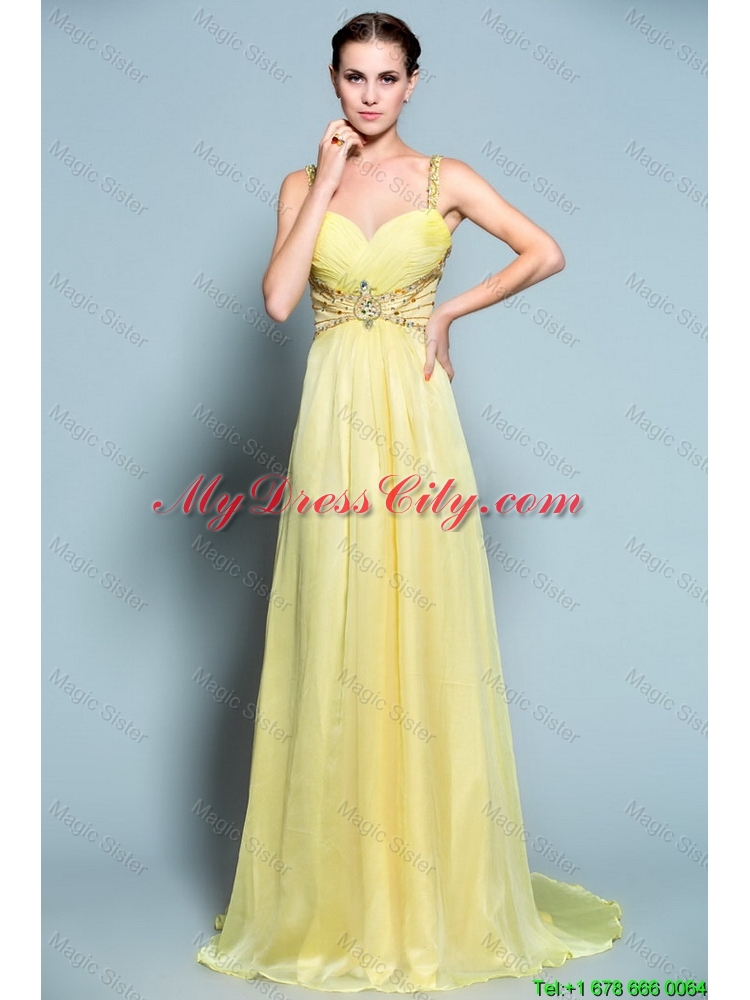 Popular Empire Straps Prom Dresses with Beading