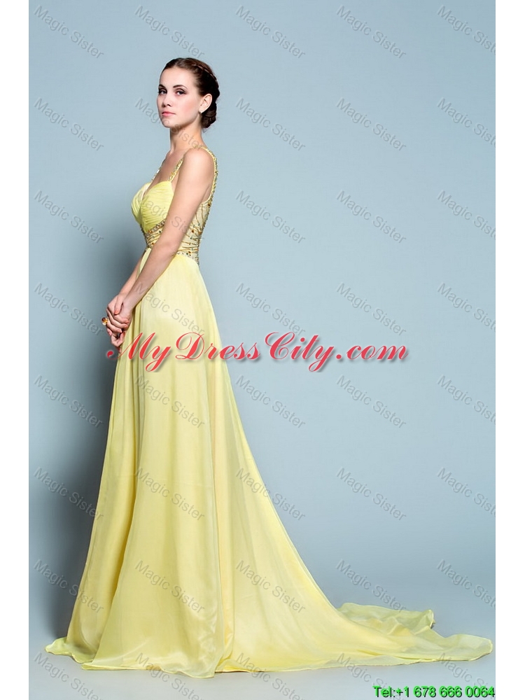 Popular Empire Straps Prom Dresses with Beading