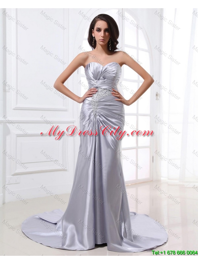 Popular Mermaid Sweetheart Brush Train Sequins Prom Dresses