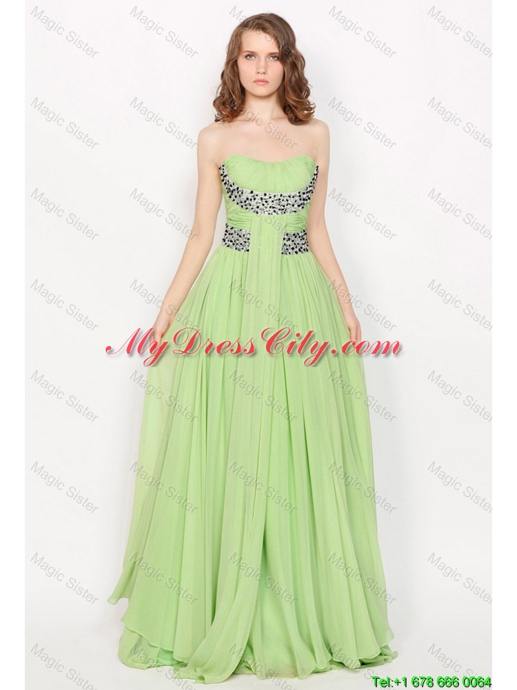 2015 Hot Sale Strapless Brush Train Prom Dresses in Apple Green