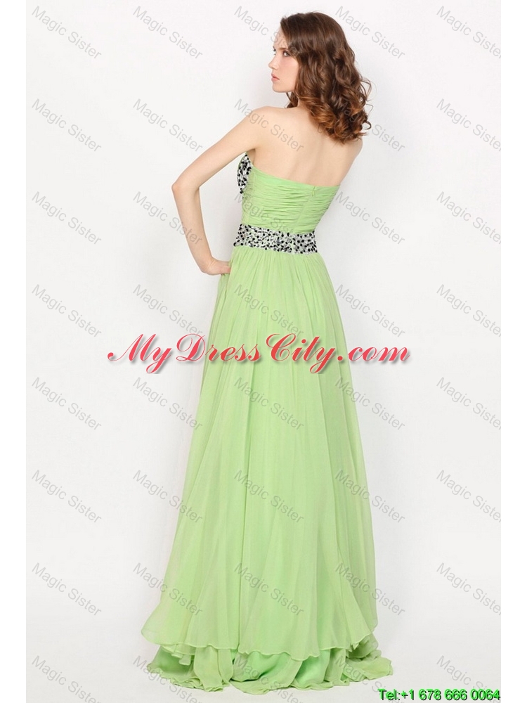 2015 Hot Sale Strapless Brush Train Prom Dresses in Apple Green