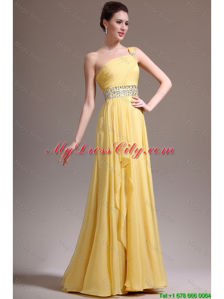 2016 Beautiful Empire One Shoulder Prom Dresses with Beading