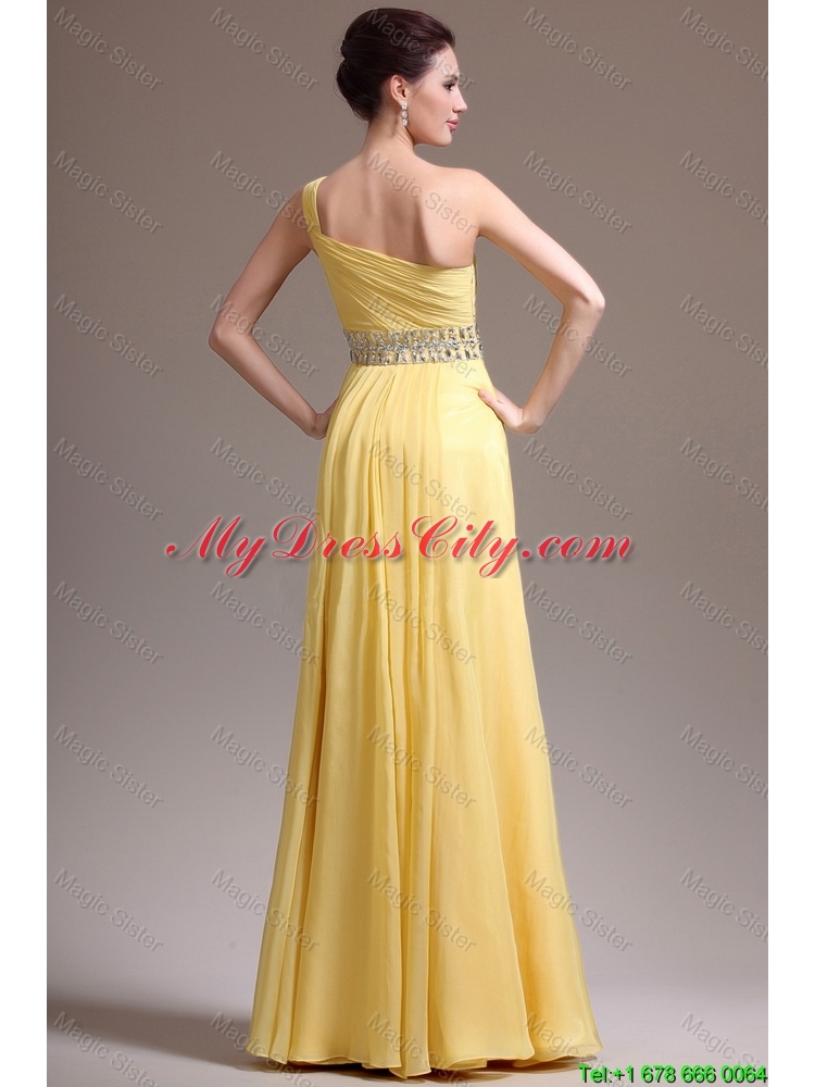 2016 Beautiful Empire One Shoulder Prom Dresses with Beading