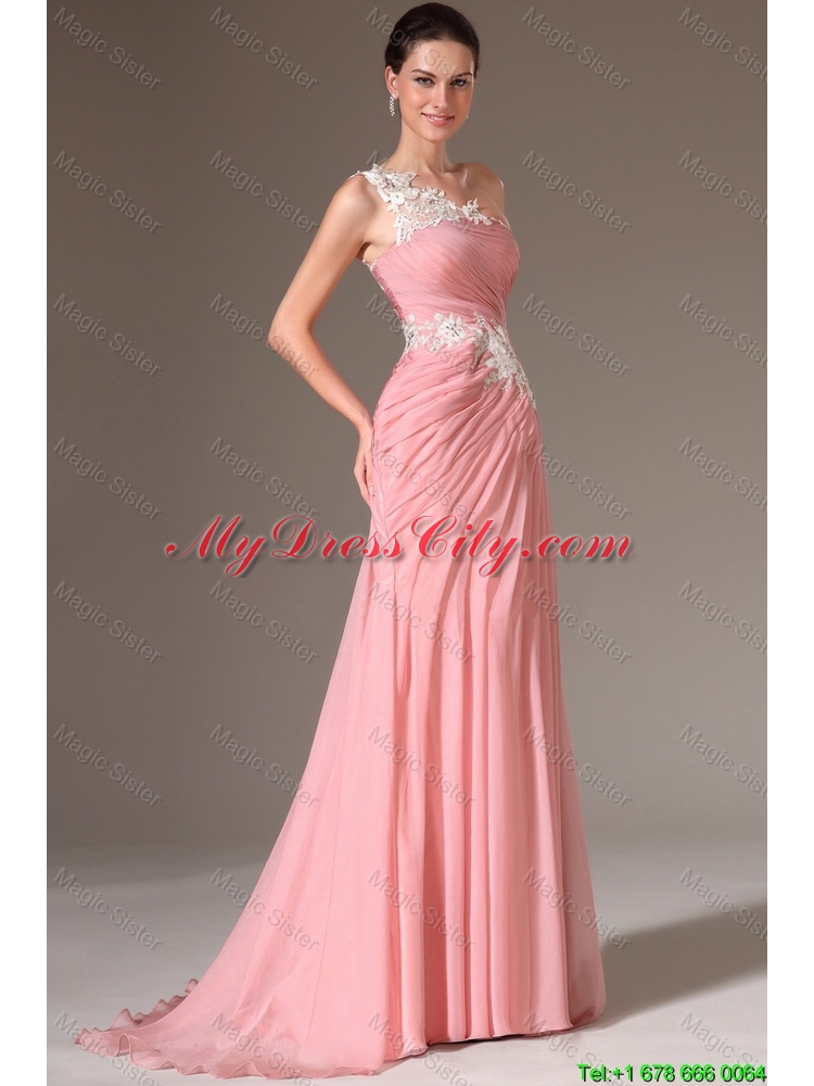 Classical Empire One Shoulder Prom Dresses with Appliques for 2016