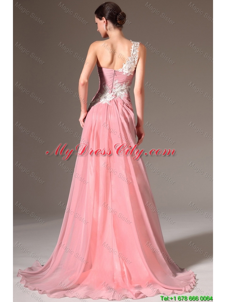 Classical Empire One Shoulder Prom Dresses with Appliques for 2016