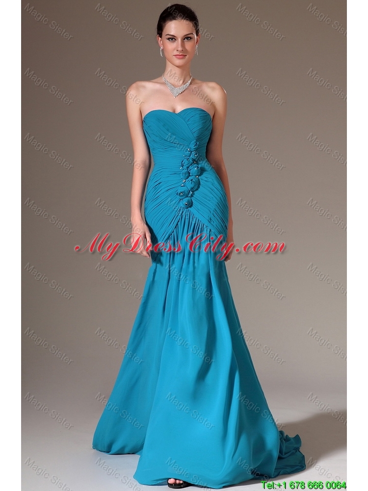 Luxurious Column Sweetheart Prom Dresses with Brush Train