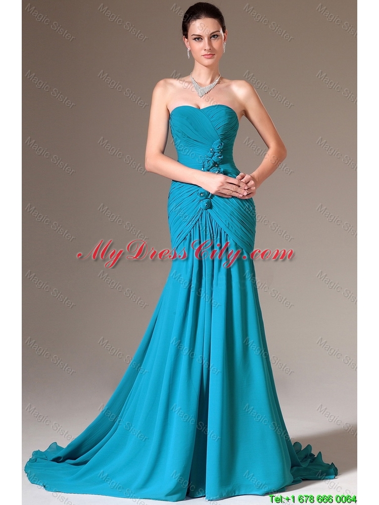 Luxurious Column Sweetheart Prom Dresses with Brush Train