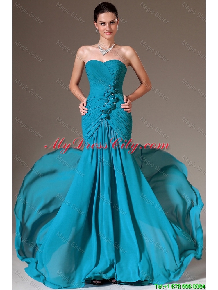 Luxurious Column Sweetheart Prom Dresses with Brush Train