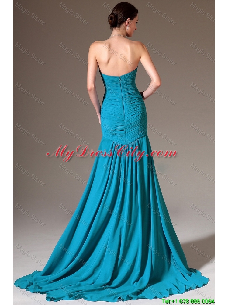 Luxurious Column Sweetheart Prom Dresses with Brush Train