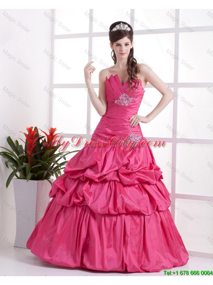 2015 Elegant A Line Sweetheart 2016 Prom Gowns with Pick Ups and Beading