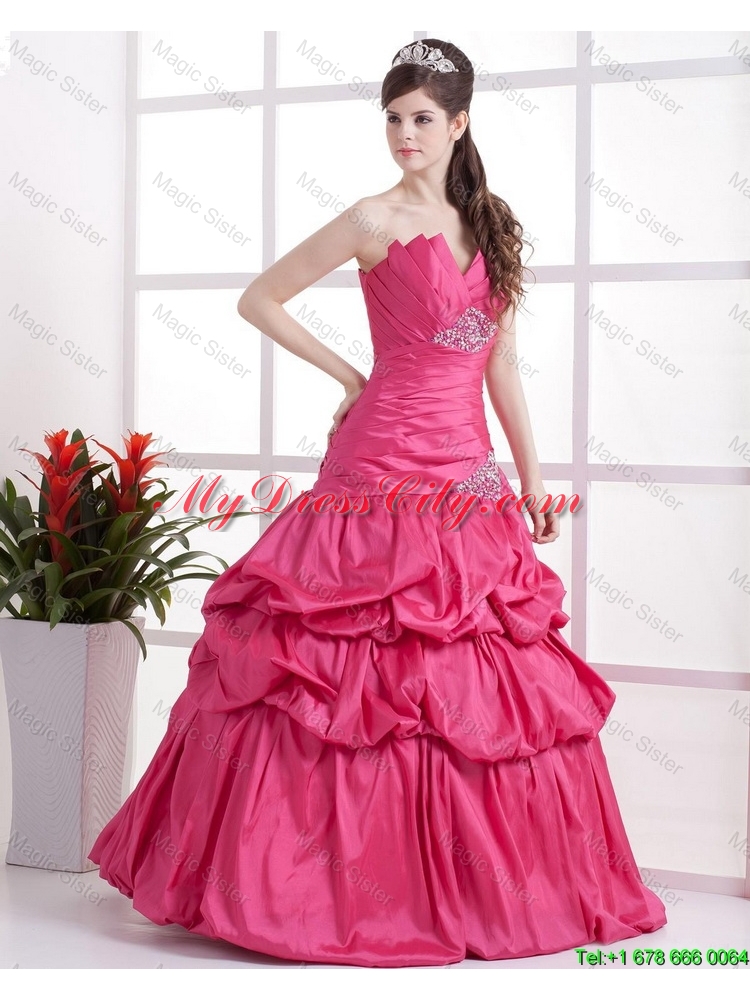 2015 Elegant A Line Sweetheart 2016 Prom Gowns with Pick Ups and Beading