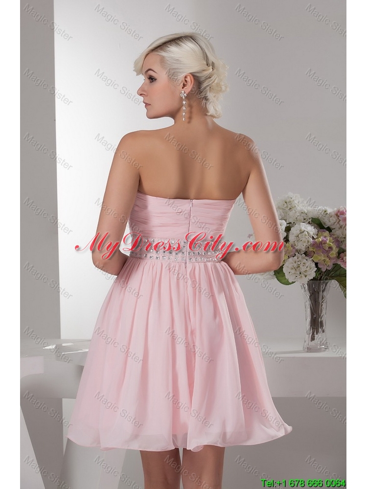 Classical Sweetheart Baby Pink Short Prom Dress with Beading