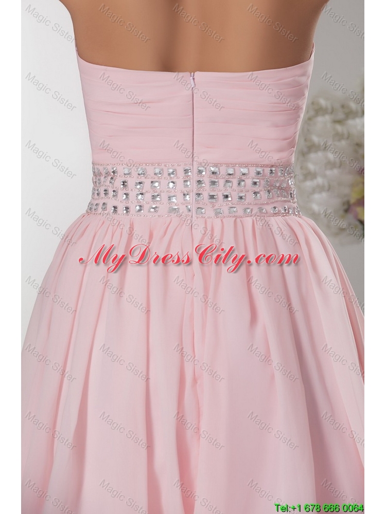 Classical Sweetheart Baby Pink Short Prom Dress with Beading