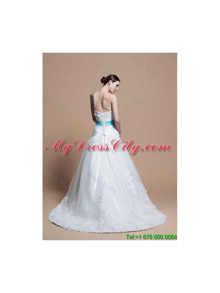 2016 Wonderful A Line Sweetheart Appliques Wedding Dresses with Belt