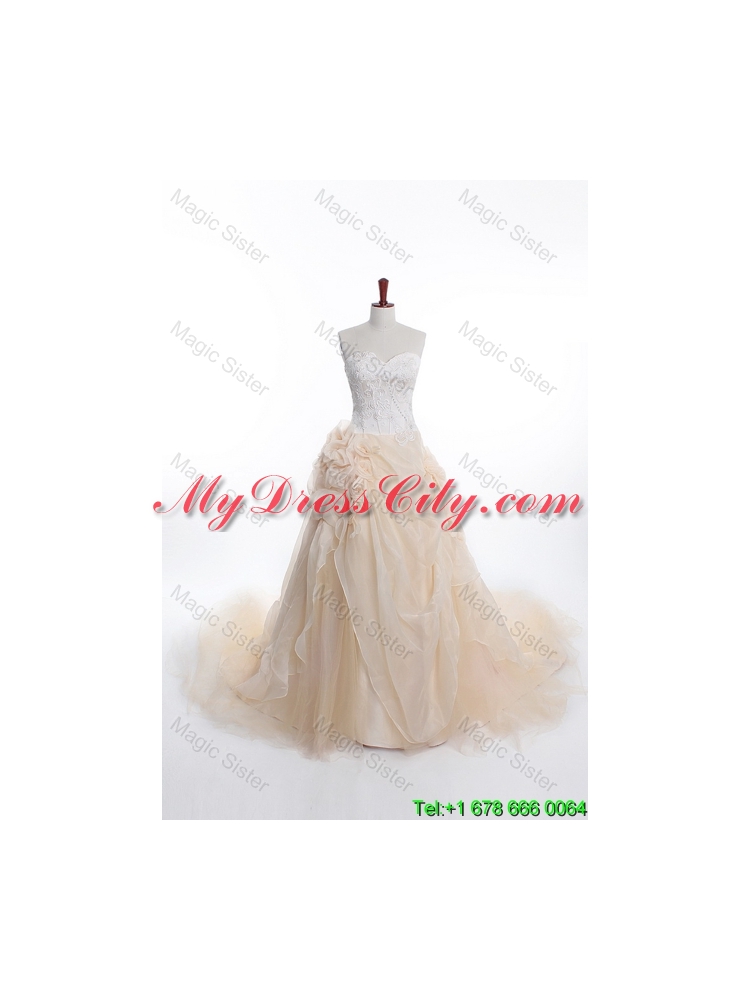 Affordable A Line Sweetheart Wedding Dresses with Appliques