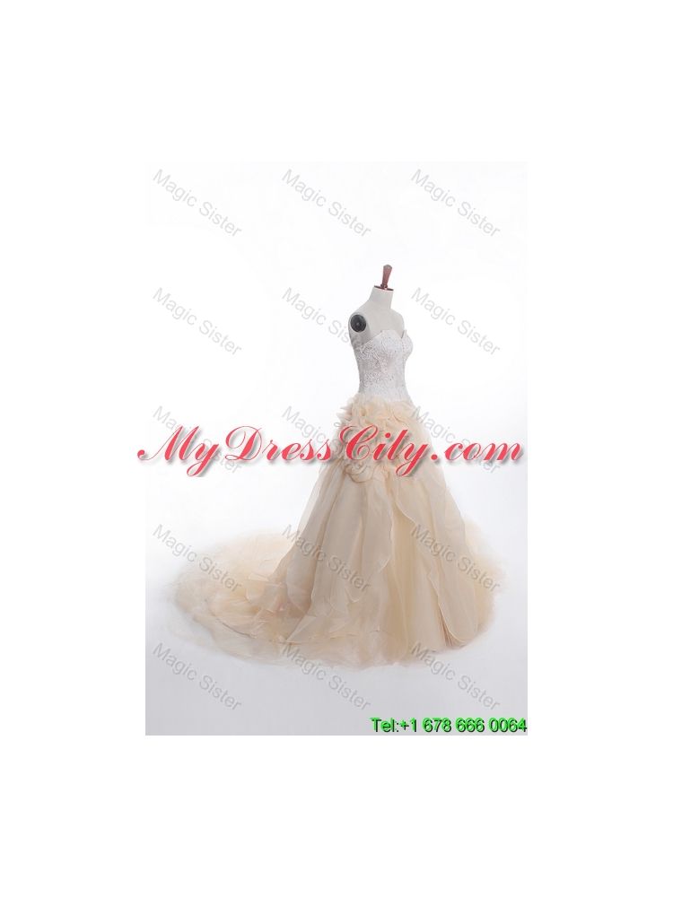 Affordable A Line Sweetheart Wedding Dresses with Appliques