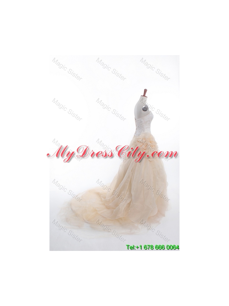 Affordable A Line Sweetheart Wedding Dresses with Appliques