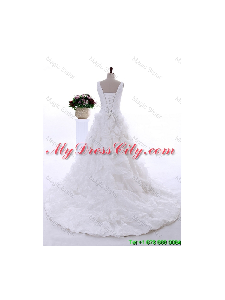 Most Popular Ruffles Wedding Dresses with Court Train